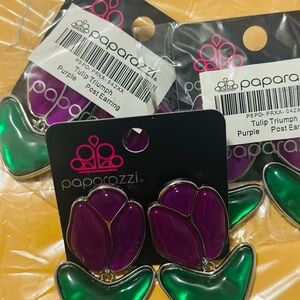 Paparazzi Purple and Green Floral Earrings